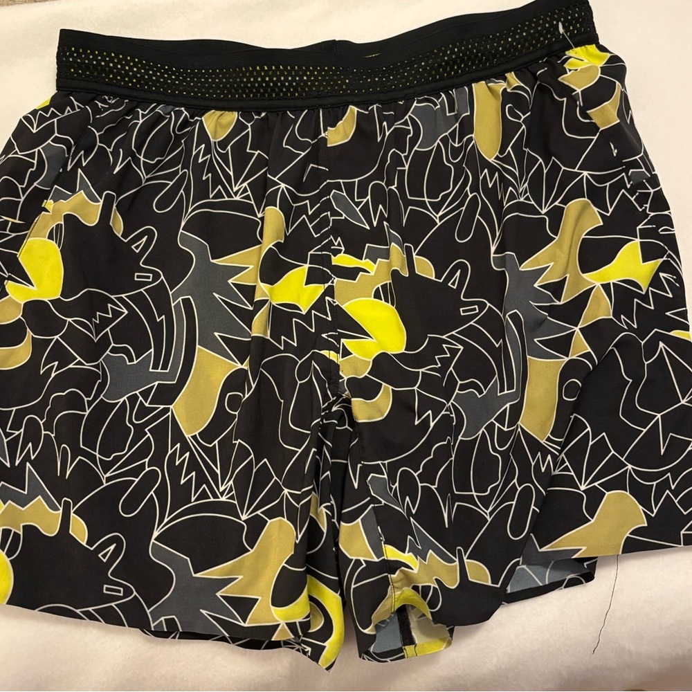 Janji Yellow Running Shorts with Black Trim